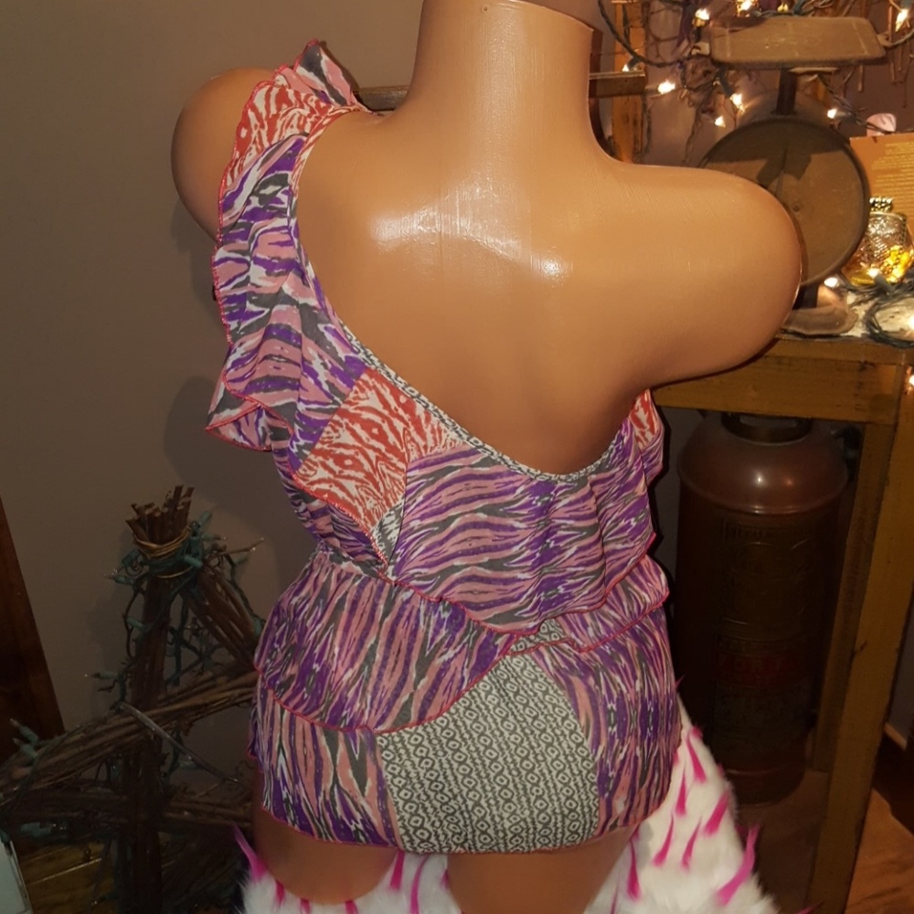 Bebe ruffle one shoulder top S - Picture 4 of 6